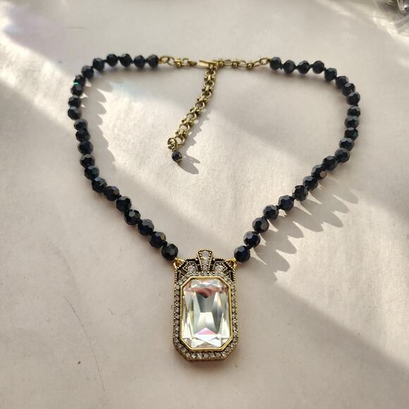 Heidi Daus Necklace Swarovski Crystal Black White New Statement Royal - Picture 4 of 9